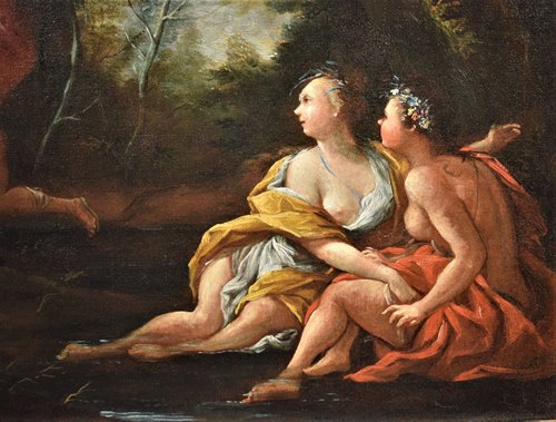 Paire de Scènes Mythologiques  1) "Apollon et Daphné"